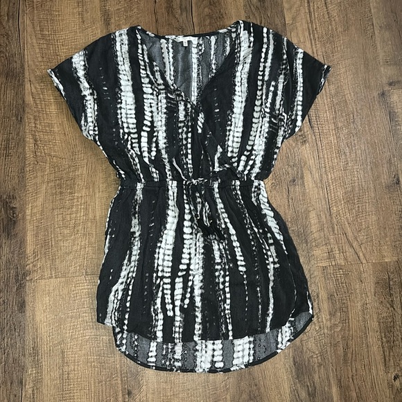 Hawaiian Tropic beach cover up dress with drawstring waistband size XL Blk/Wht - Picture 1 of 9